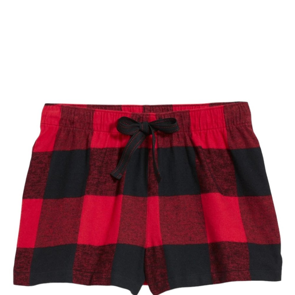 Old Navy Flannel checkered red buffalo black‎ Pajama shorts 2.5 inch, L Tall